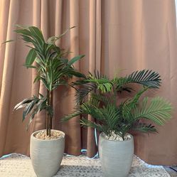 Set of 3 Tall Artificial Potted Plants – Modern Neutral Planters