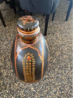 Large Hand Painted Decorative Vase / Floor Urn – Rustic Southwest Style-SERIOUS BUYERS ONLY