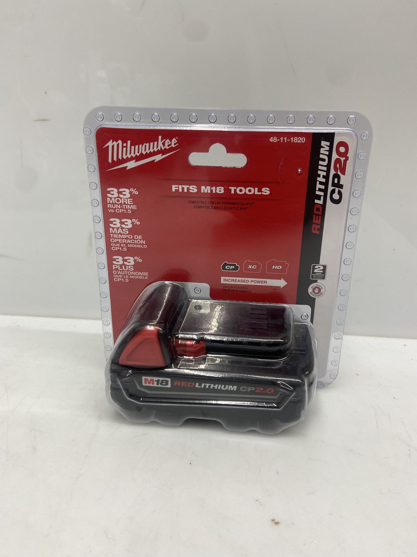 Milwaukee M18 18-Volt 2.0 Ah Lithium-Ion Compact Battery