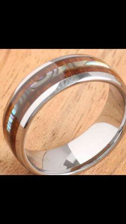 Koa wood shell tungsten ring