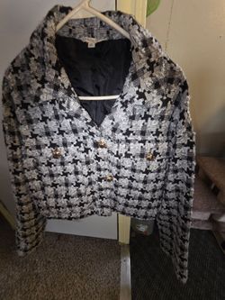 Ophelia Roe Houndstooth Tweed Blazer Jacket