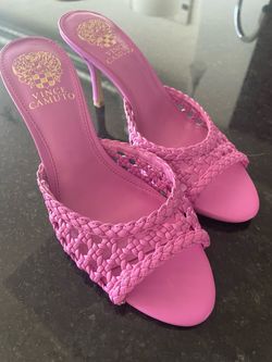 Vince Camuto Pink Woven Heeled Mules