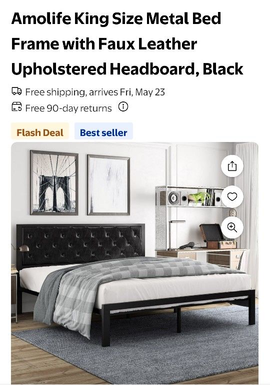 Amolife Metal Bed Frame - Size: King