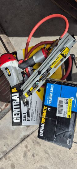 Central Pneumatic 3-in-1 Framing Nailer with Hose and Nails