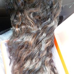 New Synthetic Long Wavy Wig With Blonde Highlights