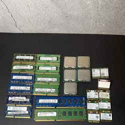 Computer Lot CPUs Ram Wifi Cards 
