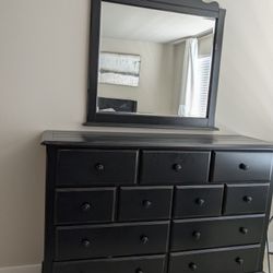 Chest With Drawers And Mirrors (Black)