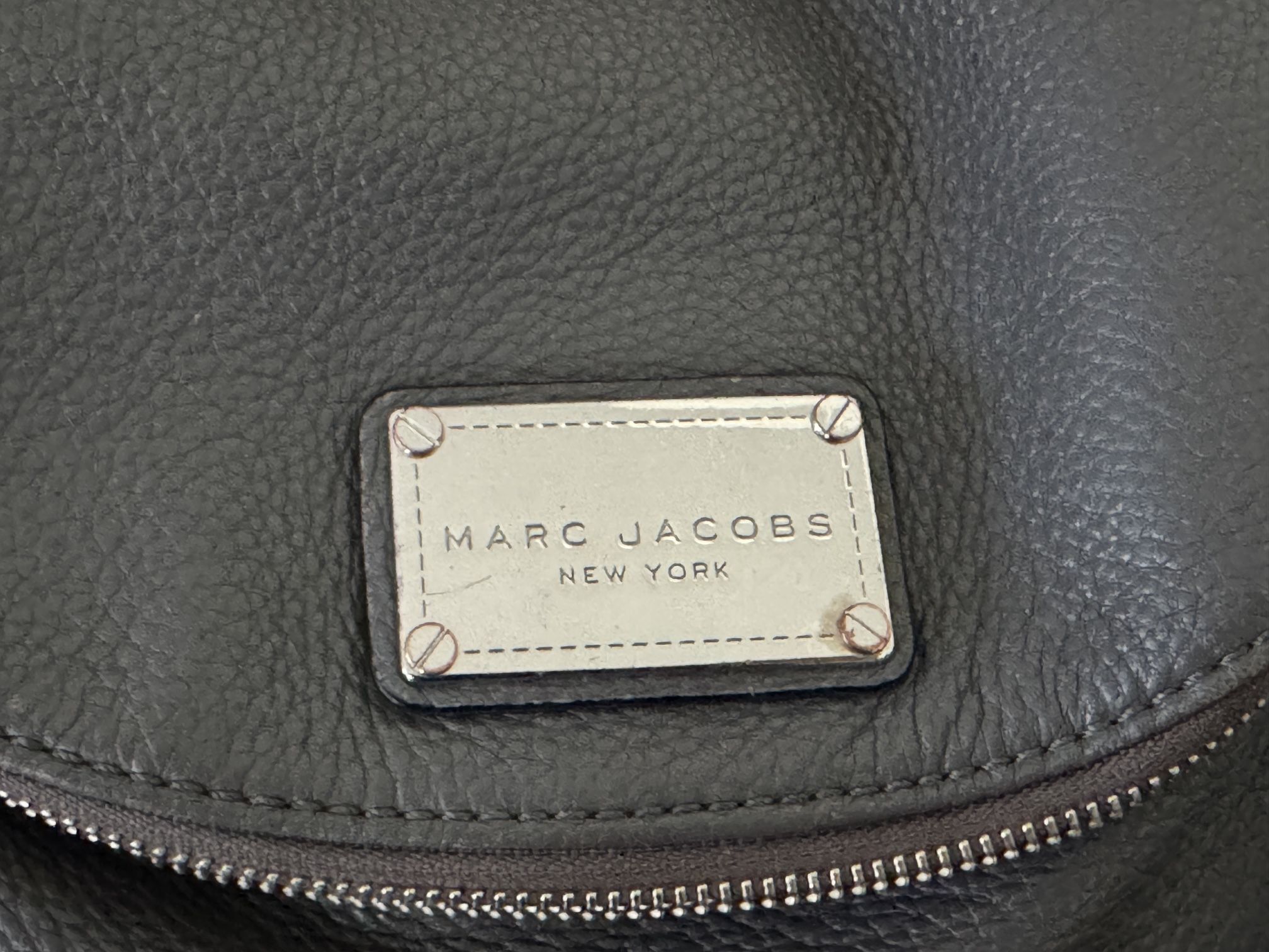 Authentic Marc Jacobs Pebbled Grey Leather Crossbody Handbag