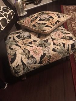 Upholstered foot stool/ rest with matching pillow