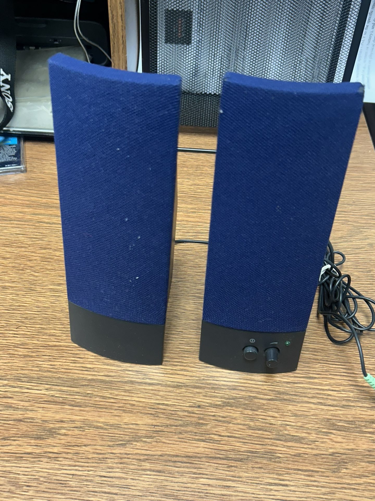 Vintage Dell AX210 Computer Speakers – Blue Fabric