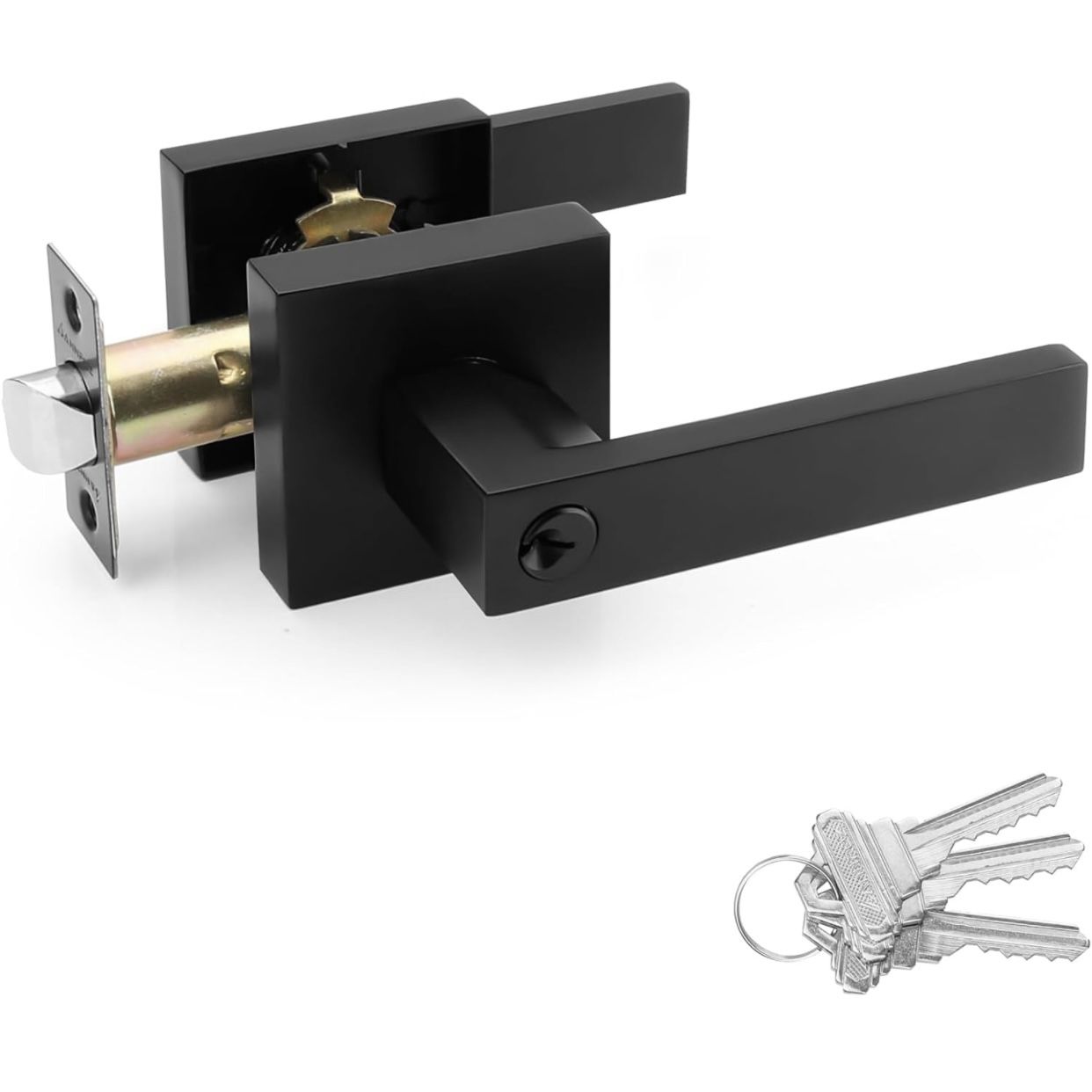 ANNFUZ Entry Door Handle with Lock and Key, Front Door Exterior Door Lever, Secure Keyed Reversible Lever for Right & Left Side,for Front Entrance and
