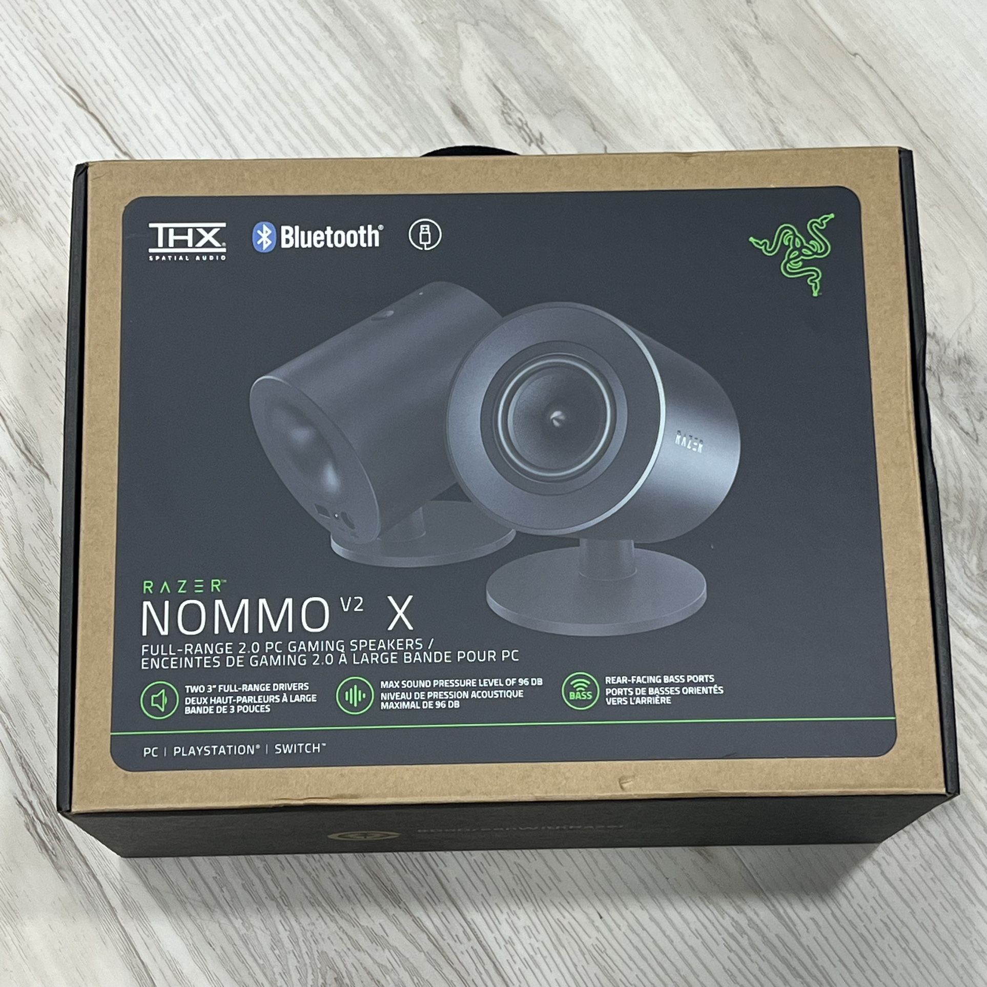 Razer Nommo V2 X Full-Range 2.0 Gaming Speakers Black PC PlayStation 2 Piece 3in