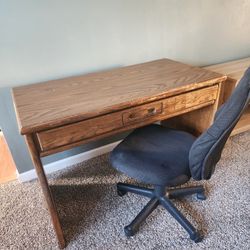 Wood Office Desk and  Swivel  Chair