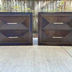 Pair of Sofia Vergara Cambrian Court Chocolate Two Drawer Nightstands