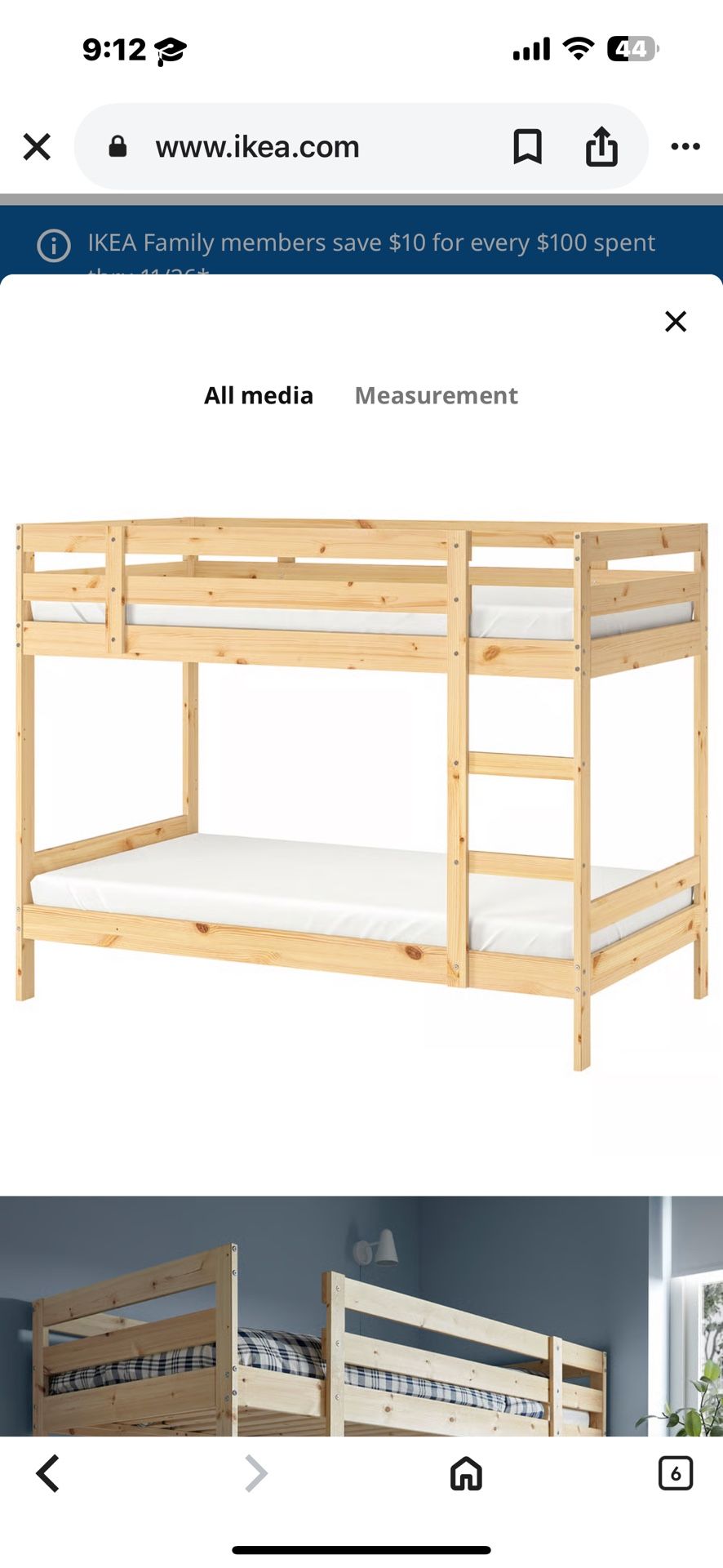IKEA MYDAL bunk Bed TWIN With Canopy