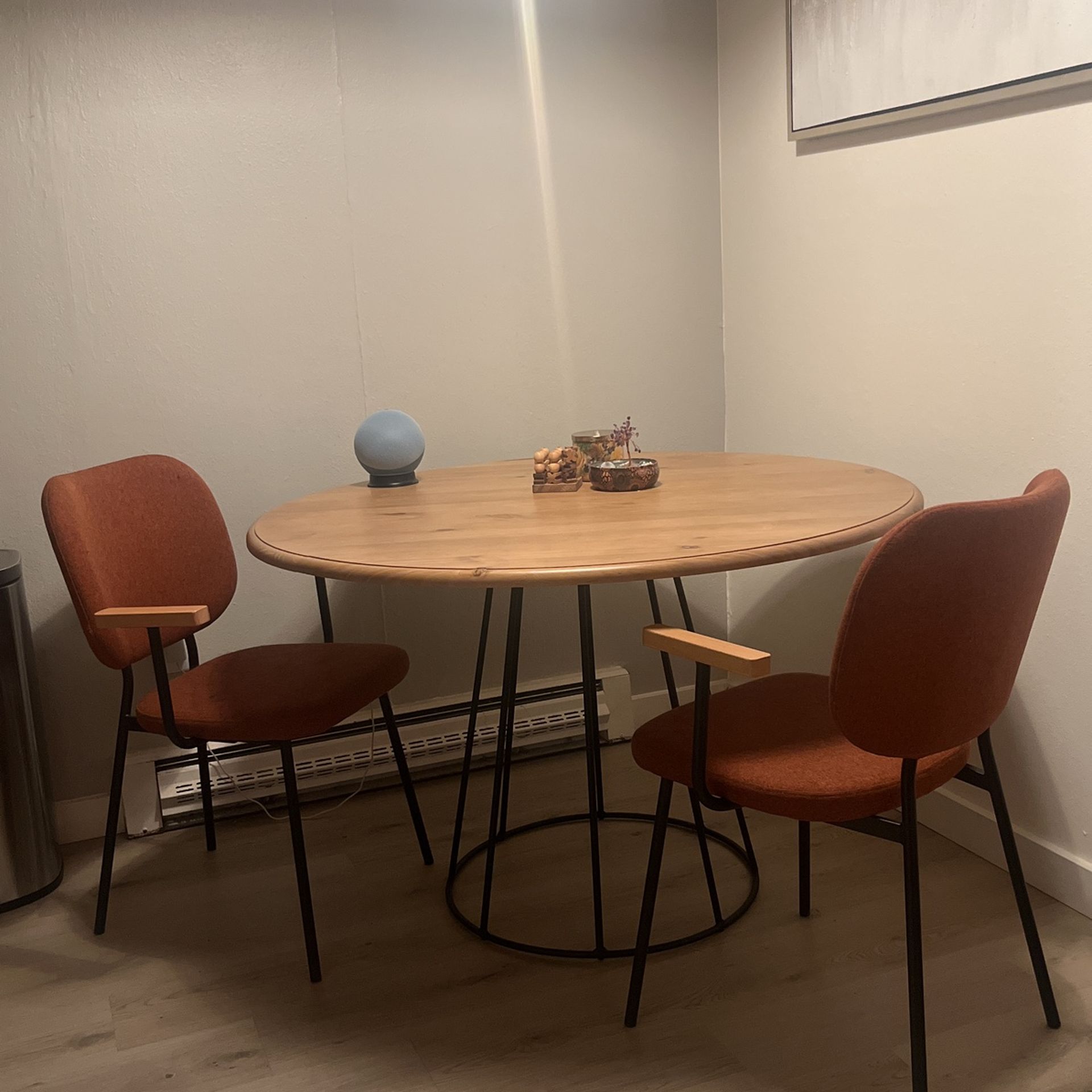 Round Wooden Table and Chairs