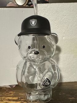 Las Vegas Raiders Glass Bear Cup with Straw