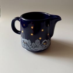 WAECHTERSBACH Winter Dreams Coffee Creamer Snow Gold Stars Winter Cobalt Blue