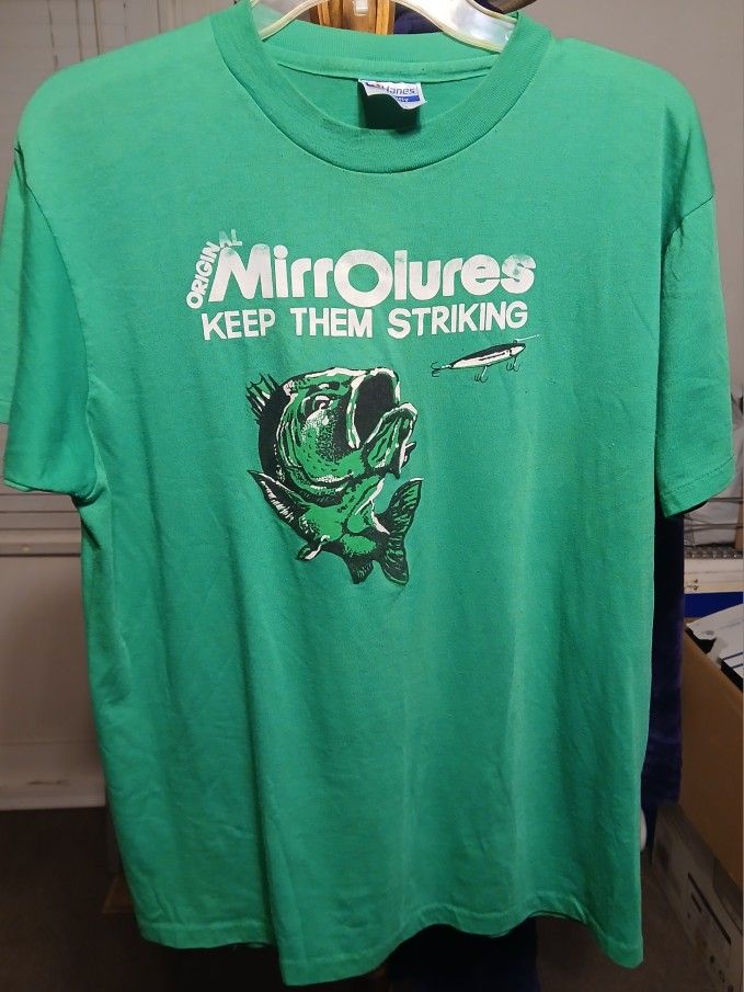 Vintage 1980's Original MirrO-Lures Hanes Fifty-Fifty T-Shirt - XL
