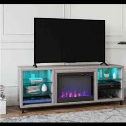 New In Box 64" TV Stand with Electric Fireplace