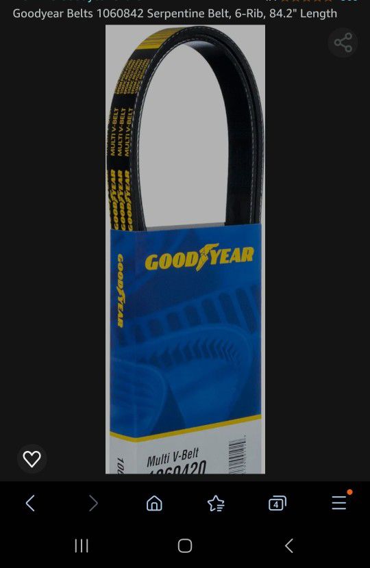 Goodyear Belts 10, 6-Rib, 84.2" Length
84.2" Length
