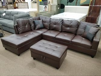 Free local curbside delivery espresso faux leather sectional set