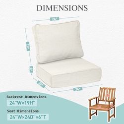 Different Color Different Size Sunbrella 24-in x 24-in 2 -Piece Beige Deep seat patio chair cushion
