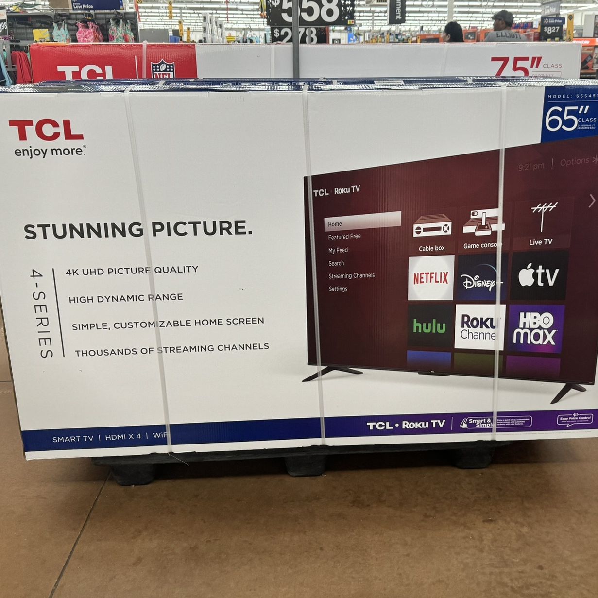 65” TCL Smart 4k Roku LED Tv 