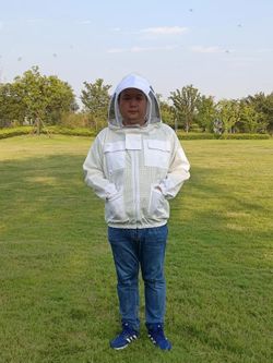 Beekeeping jacket with fencing veil hood Ultra Ventilated polyester