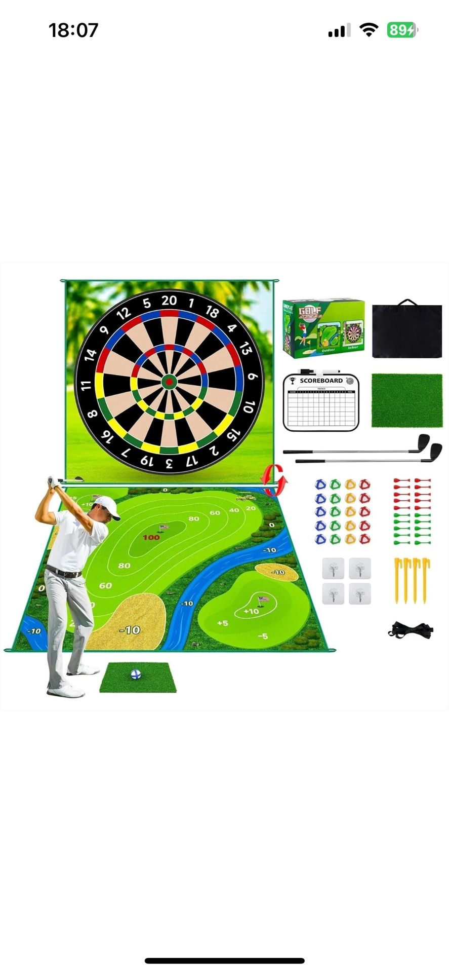 70"x70"Double-Sided Golf Chipping Game Mat-Golf Practice Kit Family Fun&Training