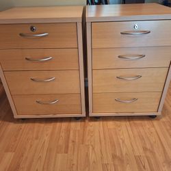 Two 4 Drawer Wooden Storage/desk Cabinet
