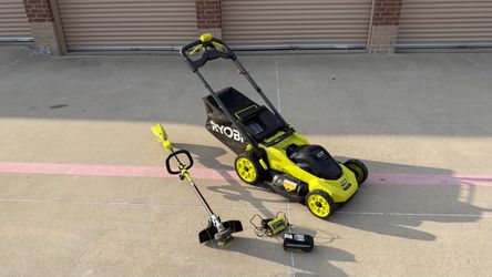 Ryobi 40V 20 inch Mower and String Trimmer with Battery and Charger