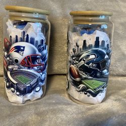 Super Bowl  Teams 16oz Glass Cups