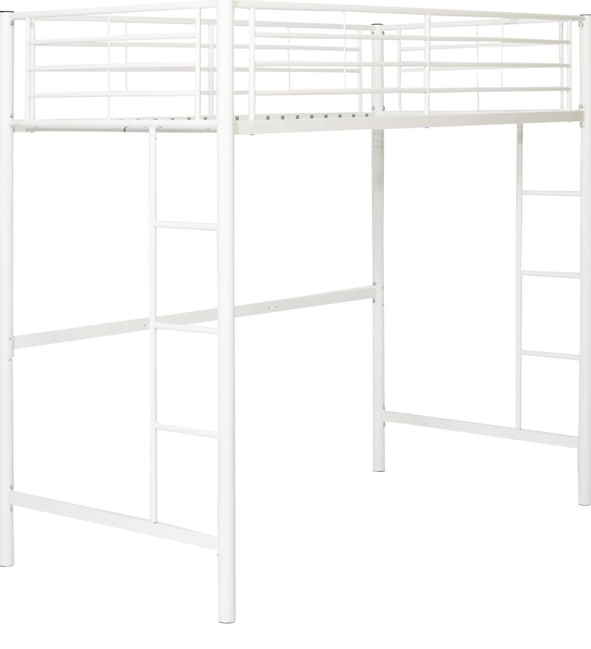 Walker Edison Timothee Urban Industrial Metal Twin over Loft Bunk Bed, Twin Size, White