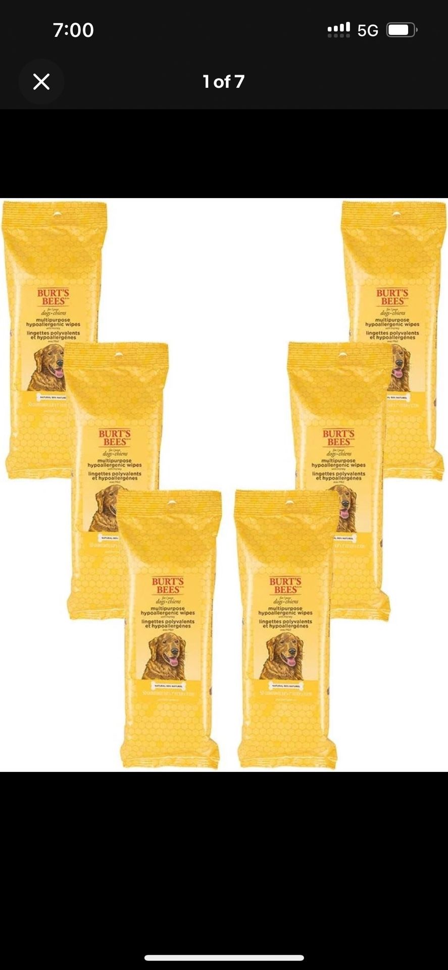 Burts Bees For Pets Grooming Wipes 6 Pack 50ct Dog Cleaning Deodorizing NEW