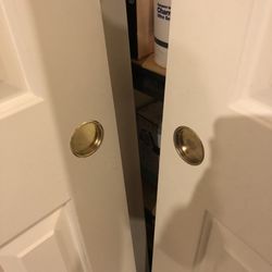 30-in x 80-in White 6-Panel Sliding Door (2 Doors)