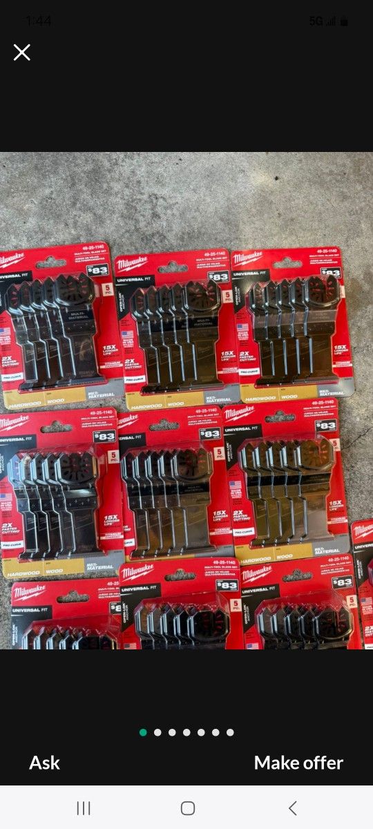 Milwaukee Multitool Blades   5 Blades  Pk 30.00