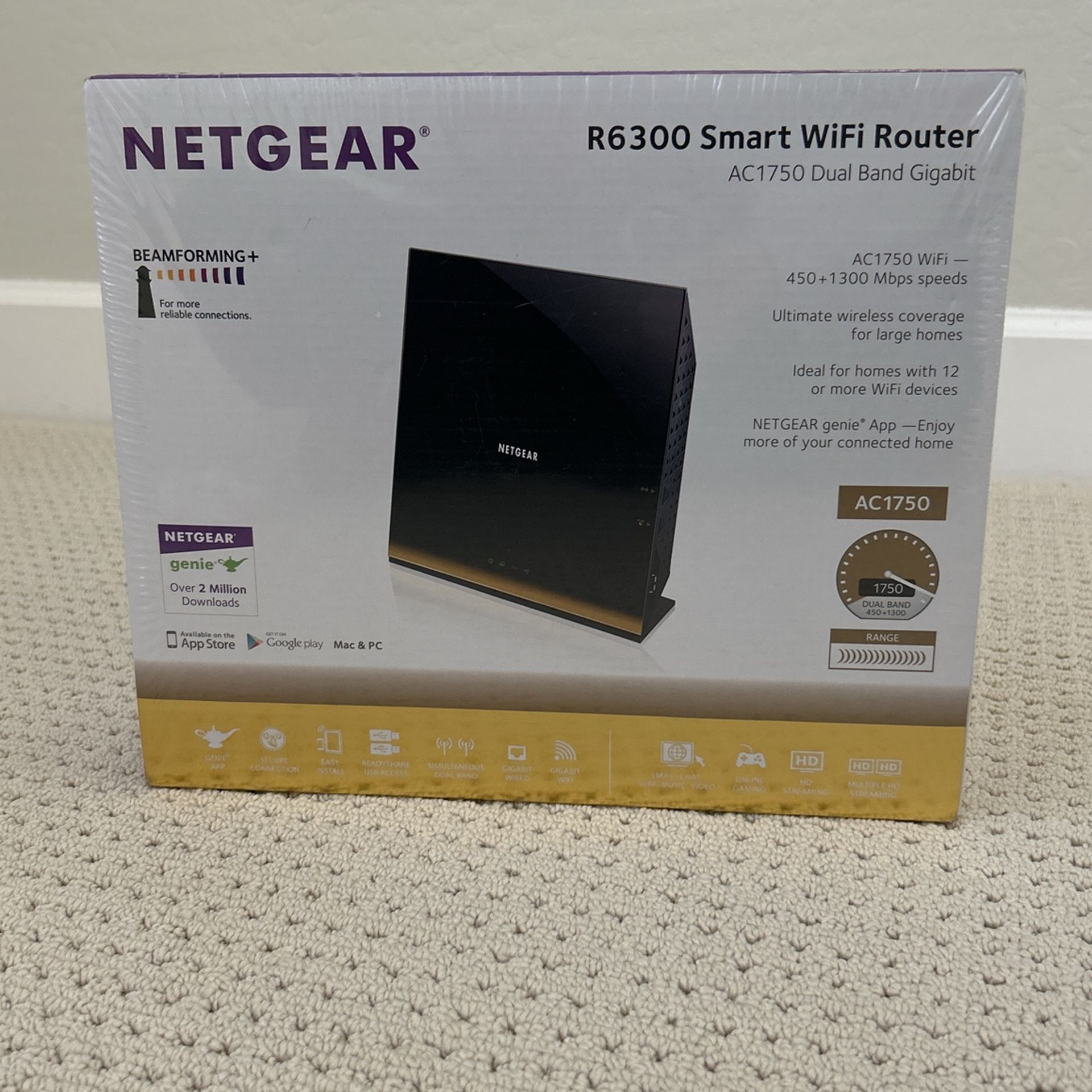 Netgear -R6300v2 — AC1750 Smart WiFi Router Dual Band Gigabit
