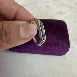 925 Sterling Silver , Designer Carolyn Pollack Stacker Ring W/ Lapis Inlay , Size 9.25, Hallmarked 