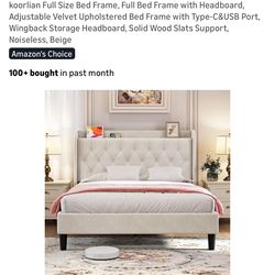 Full bed frame with 10” hybrid mattress