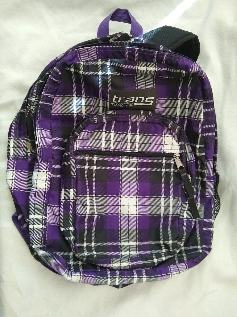 Jansport Purple Plaid Backpack 