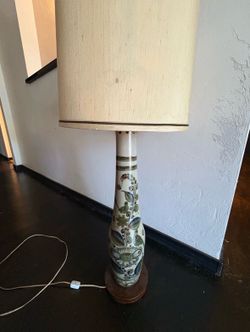 Vintage Mexican Folk Art Ceramic Lamp - Tanala Hand-Painted Birds & Botanicals