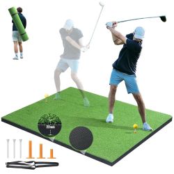 Golf Hitting Mat, 5x4ft Artificial Turf Golf Hitting Mat, Golf Hitting Training Aids with 6 Golf Tees, Golf Practice Hitting Mat for Backyard Driving 