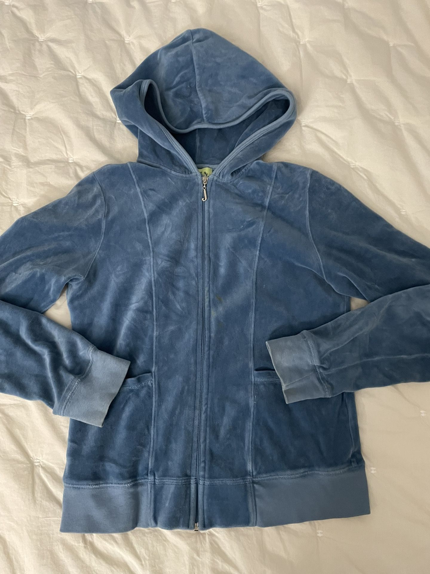 Juicy Couture Teal Hoodie Jacket Girl Youth Teen Sz L