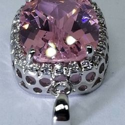 Women's Sterling Silver 925 Charm with Pink & White Stones  #81584