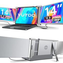 14" Portable Triple Monitor for Laptops 315° Rotate| Plug and Play| 1080P| FHD, Laptop Monitor Extender for 13.5~16.5" Laptops