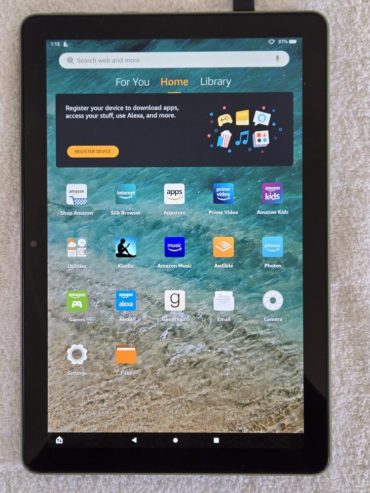 Amazon Fire HD 10 11th Generation 32GB Wi-Fi 10.1" Black Olive Green Back TESTED