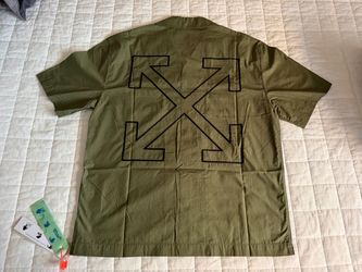 Off-White Arrow Outline Pajama Short Sleeve Shirt Army Green