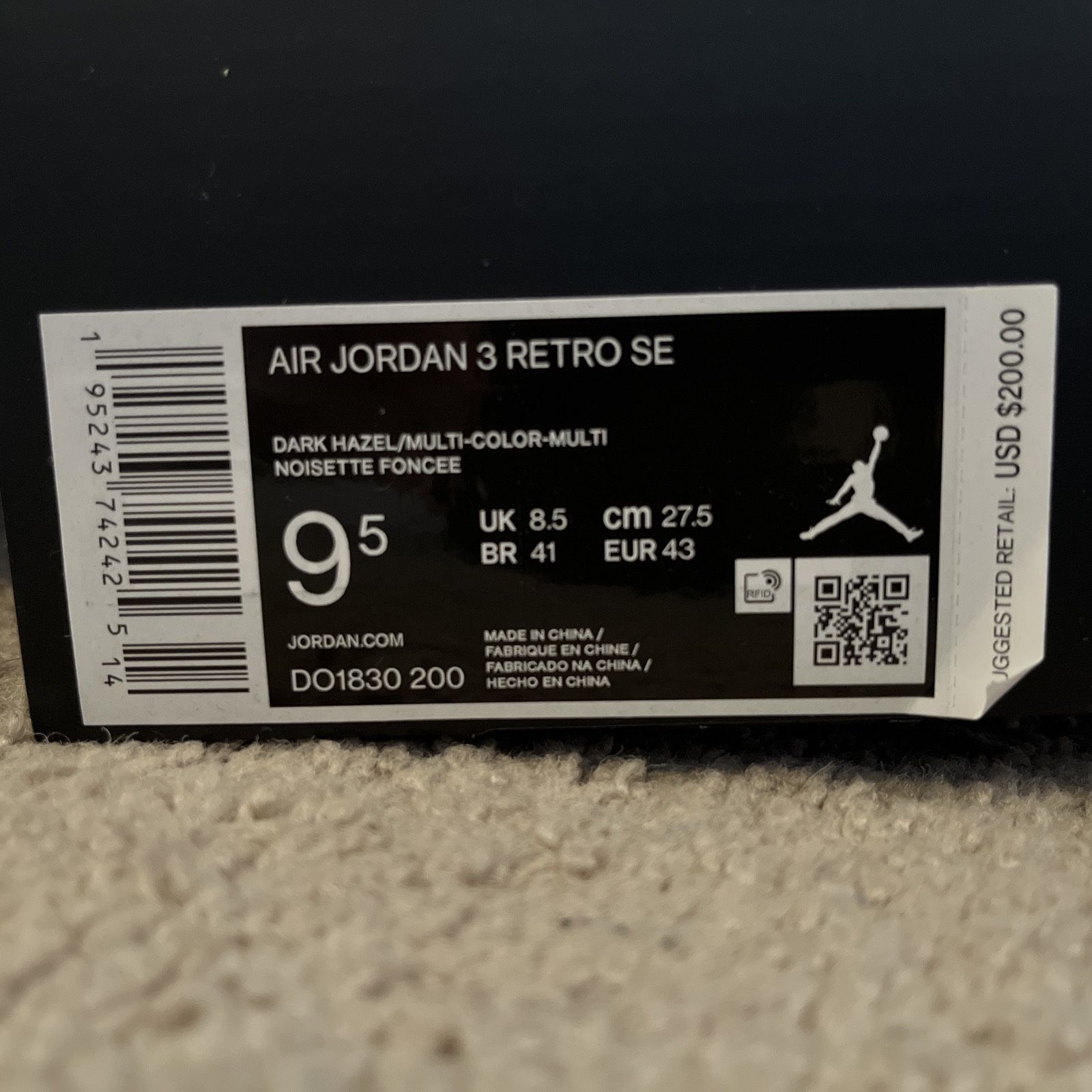 Size 9.5 - Jordan 3 Retro Patchwork 2021