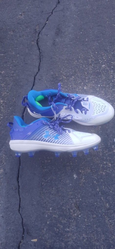 Mens Under Armour Cleats Size 8.5 Blue And White